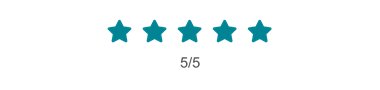 Blue icon of 5 stars representing customer reviews 